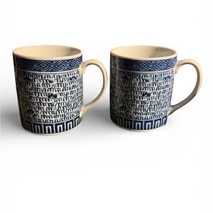 Takahashi San Francisco Blue and White Ceramic Dining Mugs (2)